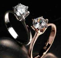 18K Gold Plated Classic design 1 carat 6mm simulated diamond ring