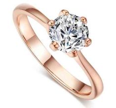 18K Real Gold Plated Six Claw CZ Diamond Round Cut 1 Carat 6mm