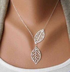Vertical Tree leaf Charm Infinity Pendant Necklace