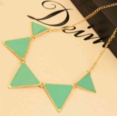 Punk Pink Green Blue Oil Triangle Multicolour Necklace  Jewelry