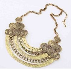 Alloy Metal Exaggerated Multilayer Pendant Statement Necklace