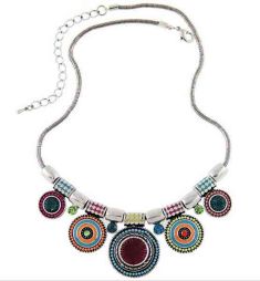 Ethnic Collares Sterling  Silver Plated Rhinestone Pendant