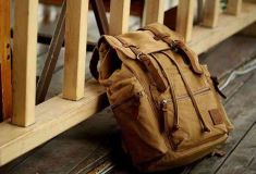 Genuine Leather Canvas Backpack