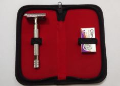 DOUBLE EDGE SAFETY RAZOR, STRAIGHT CUT, EXTRA LONG HANDLE, CHROME 23C