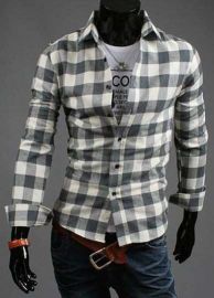 Stitching Striped Shirt Men Short Sleeve Camisa Jeans