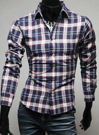 Stitching Striped Shirt Men Short Sleeve Camisa Jeans