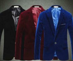 Velvet Blazer Men Blue Red