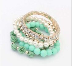 Pearl Rose Flower Multilayer Charm Bracelet