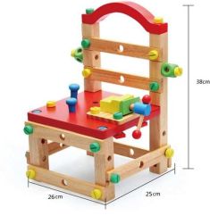 Infant Beech Wooden Children Nut Combination of Model Building Kits Blocks Tool Chair