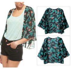 Bohemian Leaf Floral Print Chiffon Short Style Kimono