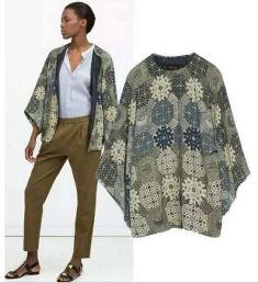 Ladies Vintage Floral Print No Button Kimono
