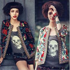 Vintage Embroidery Printed Women Jackets
