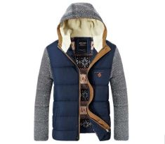 Patchwork Design Cotton-Padded Men Winter Down Jackets