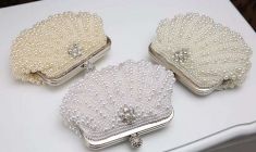 Two Sided Beaded Pearl Evening Clutch