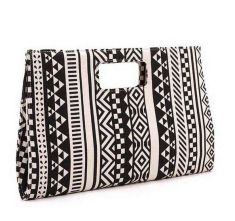 Black And White Geometric Patterns Atmospheric Canvas Clutch Bag