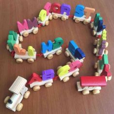 Wood Alphabet Train Letters Educational Toys
