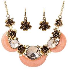 Resin Rose Chokers Necklaces & Earrings