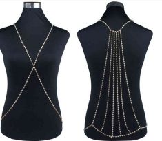 Pearl Back Necklace Body Chain Harness