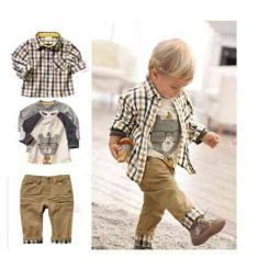 Boy 3Pcs Suits T-Shirt Shirt Pants