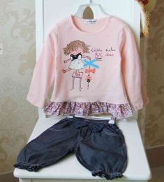 Cartoon Long Sleeved Sweater and Jeans Suit