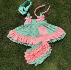 Gold Dot Fall Mint Swing tops with Matching Necklace and Headband