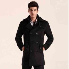 Elegent Wool Classic Long Trench Men Coat