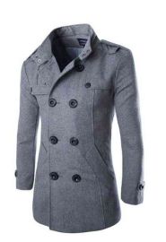 Long Warm Winter Coat Men Wool Blend Coats Double Breasted