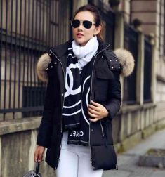 Women Fur Collar Hooded Cotton Down Parka