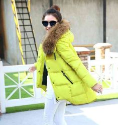 Womens Large Faux Fur Collar Thickening Hooded Jackets