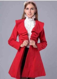 Womens Elegant Slim Fit Falbaba Wool Long Dress Coat