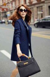 Blue Wool Coat Long Brand Desigual Woolen Coat