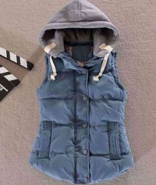 Women's Cotton Wool Collar Hooded Down Vest