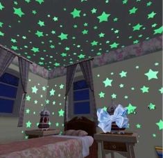 100pcs/Set Beautiful Stars Luminous Fluorescent 3D