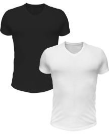 V neck one black and one white T shirt