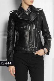 WOMEN'S GENUINE LEATHER CLASSIC MOTO BIKER JACKET (REJ-614)-Large