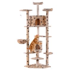 New 80" Cat Tree Condo Furniture Scratch Post Pet House Beige/Na/Beige Paws-beige paws