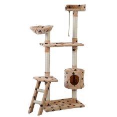 60" Cat Tree Tower Kitten Hammock Condo-Beige paws