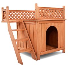Outdoor Weather Resistant Wooden Pup Pet Dog House 