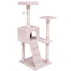 52" Tower Condo Furniture Scratching Ladder Cat Tree-Beige