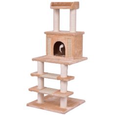 52" Tower Condo Scratching Post Cat Tree w/ Rope and Mouse-Beige