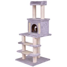 52" Tower Condo Scratching Post Cat Tree w/ Rope and Mouse-Gr