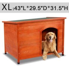 Wood Weather Resistant Home Outdoor Ground Dog House-XL