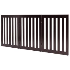 24'' Folding Standing 3 Panels Wood Pet Fence-Brown