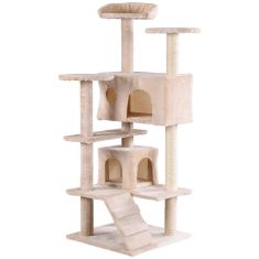 52" Cat Scratching Post and Ladder Kitten Tower Tree -Beige