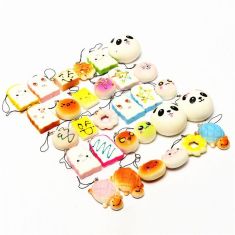 Banggood Kawaii 10Pcs Exquisite Squishy Random Charm Soft Panda/Bread/Cake/Buns Phone Straps Toys Decor
