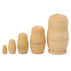 5Pcs DIY Blank Wooden Matryoshka Doll Nesting Dolls Animal Russian Doll Paint Set