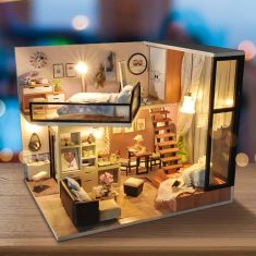 T-Yu TD16 Yoko Wei Meng DIY Dollhouse With Light Cover Miniature Model Gift Collection Decor Toys