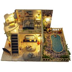 DIY Assembled Hut Santorini Creative Gift Doll House Model Toys