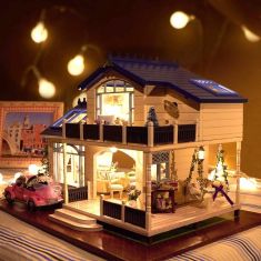 Cuteroom 1:24DIY Handicraft Miniature Voice Activated LED Light&Music with Cover Provence Dollhouse