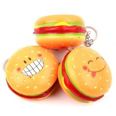 Hamburger Squishy Hanging Ornament Slow Rising Soft Toy Gift Key Ring With Packaging